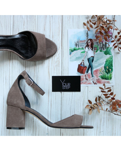 Замшеві босоніжки на підборах Арт. 605-11/45Ок