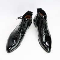 Ботинки из наплака черного цвета с острым носиком Арт. 104-1