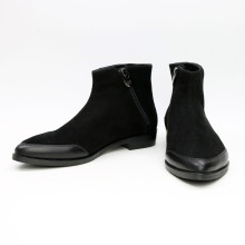 Ботинки из велюра и кожи черного цвета с острым носиком Арт. 104-2