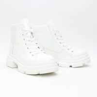 Ботинки со шнуровкой из матового лака белого цвета Арт. 51-3/260