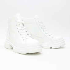 Ботинки со шнуровкой из матового лака белого цвета Арт. 51-3/260
