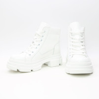 Ботинки со шнуровкой из матового лака белого цвета Арт. 51-3/260