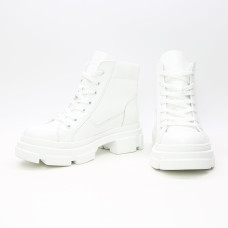 Ботинки со шнуровкой из матового лака белого цвета Арт. 51-3/260