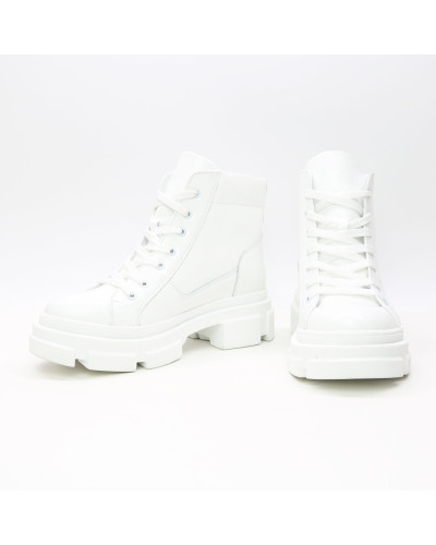 Ботинки со шнуровкой из матового лака белого цвета Арт. 51-3/260