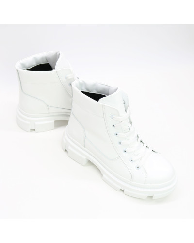 Ботинки со шнуровкой из матового лака белого цвета Арт. 51-3/260