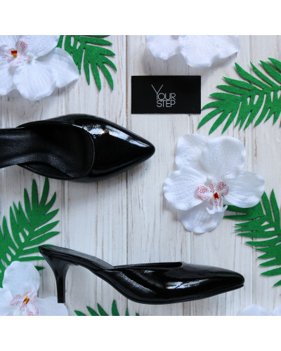 Мюли из черного наплака с острым носиком Арт. 657-16/36