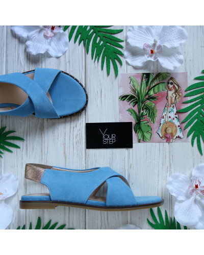 Сандали из голубой замши  Арт. 10-17Lib