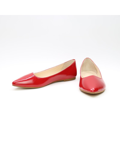 Красные лакированные балетки с острым носком (Арт.17-6)