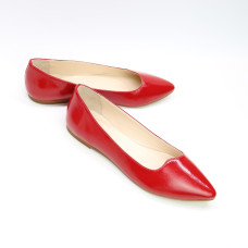 Червоні лакировані балетки з гострим носком — яскравий акцент щоденного стилю (Арт. 17-6)