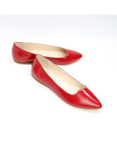 Красные лакированные балетки с острым носком (Арт.17-6)