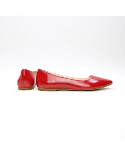 Красные лакированные балетки с острым носком (Арт.17-6)