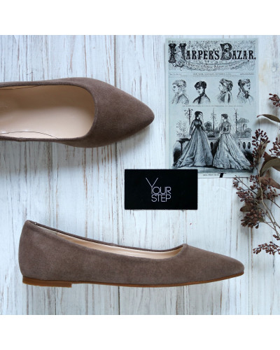 Балетки кольору капучино з гострим носом Арт.17-2