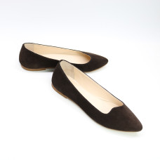 Замшеві шоколадні балетки з гострим носком — тепло, комфорт і чіткий силует (Арт. 17‑6)