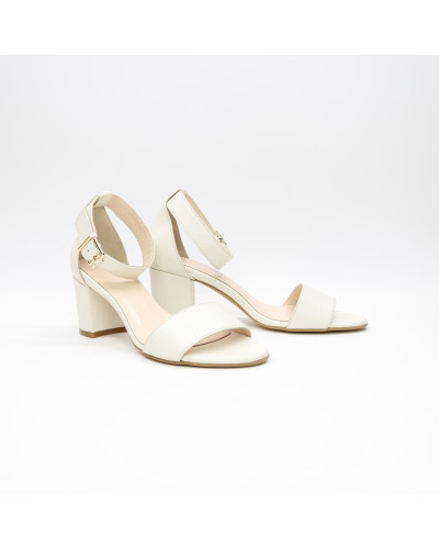 Босоніжки з бежевої шкіри на підборах Арт.: 615-3Ок