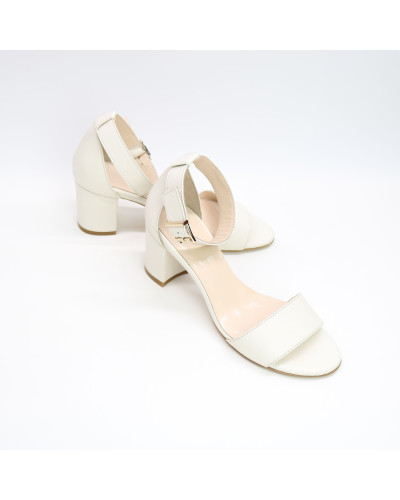 Босоніжки з бежевої шкіри на підборах Арт.: 615-3Ок