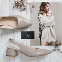 Бежеві шкіряні слінгбеки Арт. 457-3/53Ок