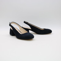 Босоніжки з синьої замші на підборах Арт. 456-4/53Ок