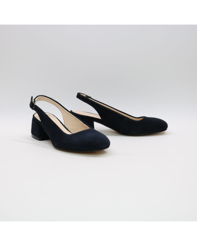 Босоніжки з синьої замші на підборах Арт. 456-4/53Ок