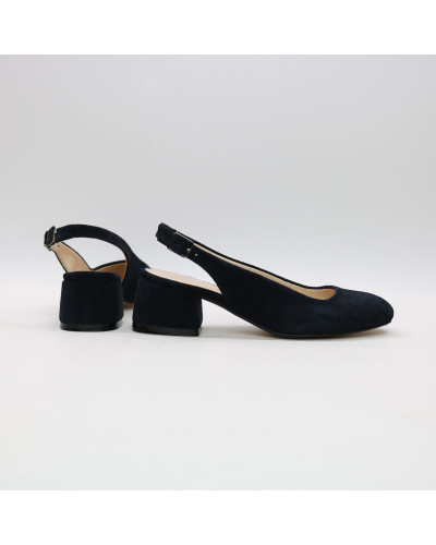 Босоніжки з синьої замші на підборах Арт. 456-4/53Ок