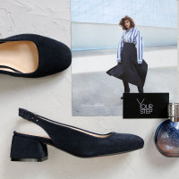 Босоніжки з синьої замші на підборах Арт. 456-4/53Ок