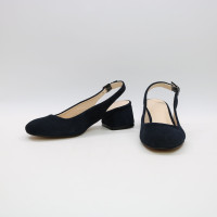 Босоніжки з синьої замші на підборах Арт. 456-4/53Ок