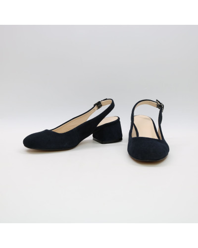 Босоніжки з синьої замші на підборах Арт. 456-4/53Ок