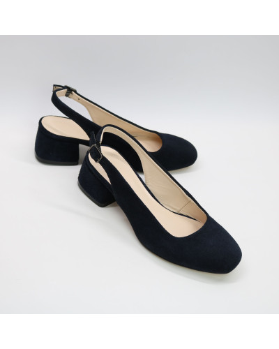 Босоніжки з синьої замші на підборах Арт. 456-4/53Ок