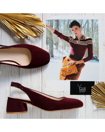 Босоніжки з замші кольору бордо Арт. 456-4/53Ок