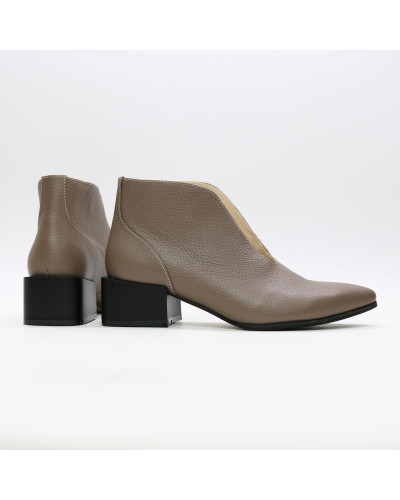 Ботильоны из кожи флотар цвета какао  Арт. 457-8/56