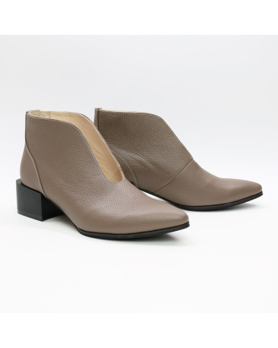 Ботильоны из кожи флотар цвета какао  Арт. 457-8/56