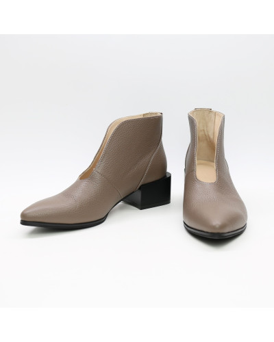 Ботильоны из кожи флотар цвета какао  Арт. 457-8/56