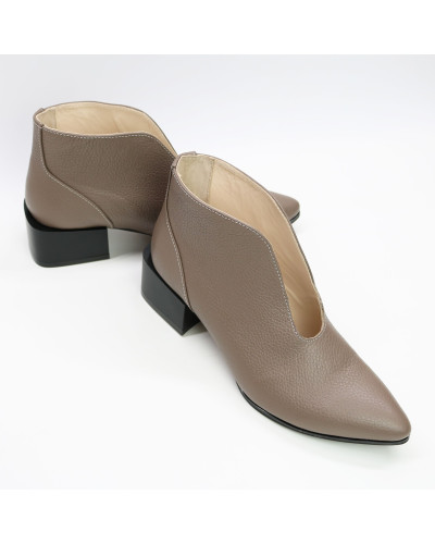 Ботильоны из кожи флотар цвета какао  Арт. 457-8/56