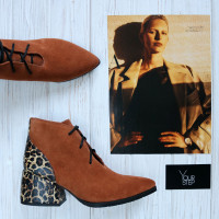 Ботильоны из замши с принтом под леопард рыжего цвета  Арт. 657-10/w324Ок