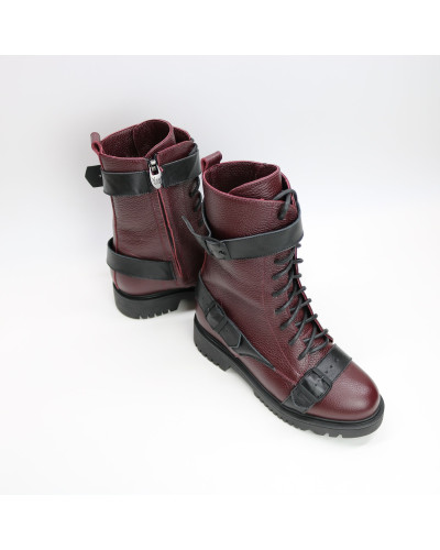 Черевики із бордової шкіри Арт. 12-30R/21855