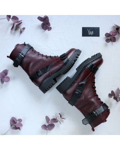 Черевики із бордової шкіри Арт. 12-30R/21855