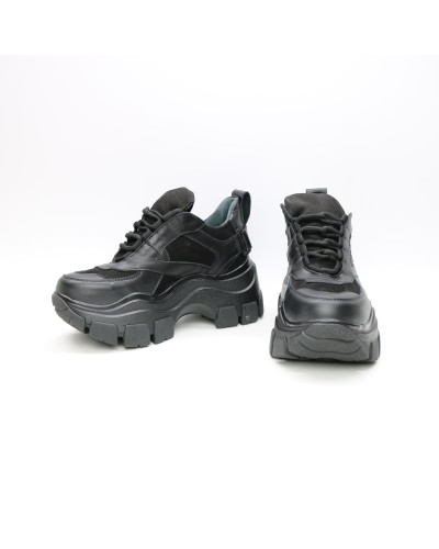 Кроссовки черного цвета из кожи и нубука  Арт. As-9/21080