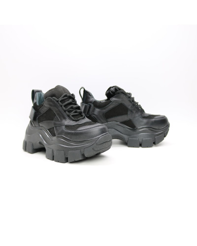 Кроссовки черного цвета из кожи и нубука  Арт. As-9/21080