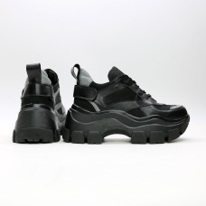 Кроссовки из черной кожи со вставками Арт. As-9/21080
