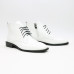 Ботинки из матового лака белого цвета с квадратным носом Арт. 105-1