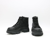 Ботинки со шнуровкой из нубука черного цвета под питон  Арт. 51-3/260