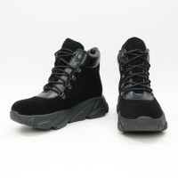 Ботинки со шнуровкой из замши и кожи черного цвета Арт. As-3/181