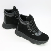 Ботинки со шнуровкой из замши и кожи черного цвета Арт. As-3/181