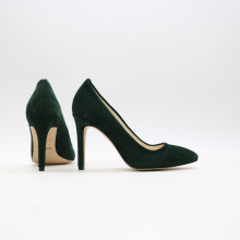 Туфлі-човники з темно-зеленої замші Арт. 35-1/60Ок