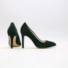 Туфлі-човники з темно-зеленої замші Арт. 35-1/60Ок