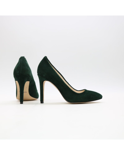 Туфлі-човники з темно-зеленої замші Арт. 35-1/60Ок