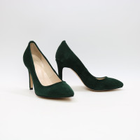 Туфлі-човники з темно-зеленої замші Арт. 35-1/60Ок