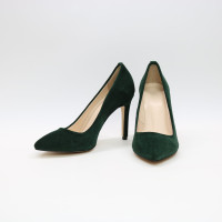 Туфлі-човники з темно-зеленої замші Арт. 35-1/60Ок