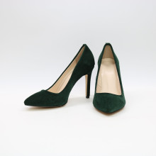 Туфлі-човники з темно-зеленої замші Арт. 35-1/60Ок