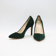 Туфлі-човники з темно-зеленої замші Арт. 35-1/60Ок