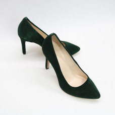 Туфлі-човники з темно-зеленої замші Арт. 35-1/60Ок